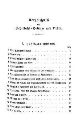 Verzeichniß der Liedertafel-Gesänge und Lieder