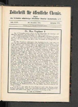 Heft XXIV. 30. Dezember 1915.