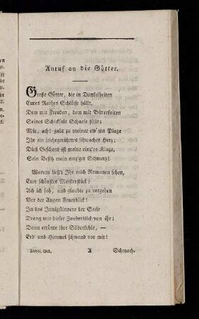 Anruf an die Götter. - An * *.