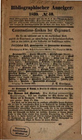 Bibliographischer Anzeiger, 1839, 40 - 41, 43 - 52