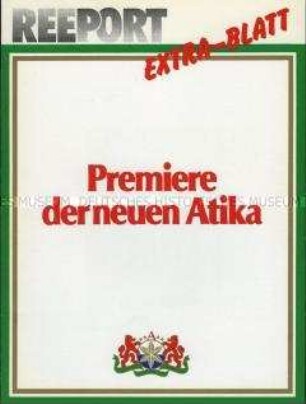 Werbebroschüre für "Atika"-Zigaretten, "REEPORT Extra-Blatt Premiere der neuen Atika"