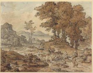 Italienische Landschaft mit Schafherden