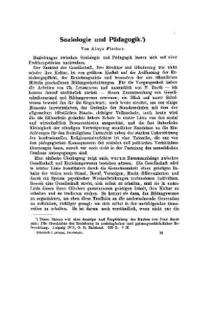 Soziologie und Pädagogik