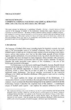 The Kicktionary : Combining corpus linguistics and lexical semantics for a multilingual football dictionary