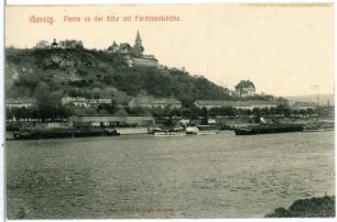 Aussig. Partie an der Elbe mit Ferdinandshöhe