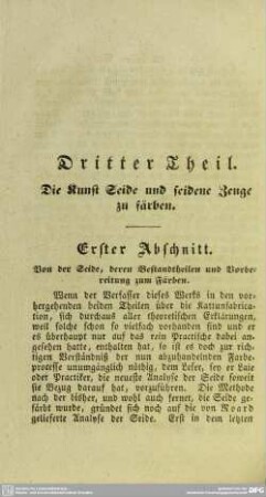 Dritter Theil. Die Kunst Seide und seidene Zeuge zu färben
