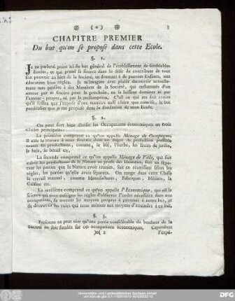 Chapitre Premier Du but qu'on se propose dans cette Ecole.