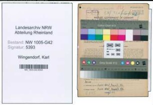 Entnazifizierung Karl Wingendorf , geb. 09.03.1906 (Schneider)