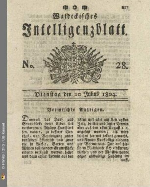 No. 28. Dienstag den 10 Julius 1804
