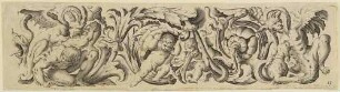 Mann beißendes Monster, Putti und Hund säugendes Monster, Blatt 13 der Serie "Verscheyden aerdige morissen"