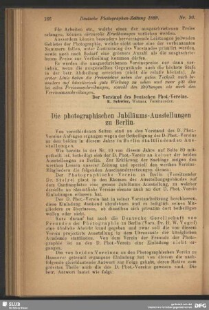 Die photographischen Jubiläums-Ausstellungen zu Berlin