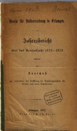 Jahresbericht. 1872/73
