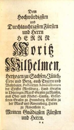 Ausführliche Beschreibung Des ersten grossen Evangelischen Augspurgischen Confeßions-Jubel-Fest's : Wie solches vor hundert Jahren An. 1630. den 25. 26. 27. Junii ... hoch-feyerliche begangen worden ist, ..., [1]. Im Chur-Fürstenthum Sachsen und andern Sächsischen Landen