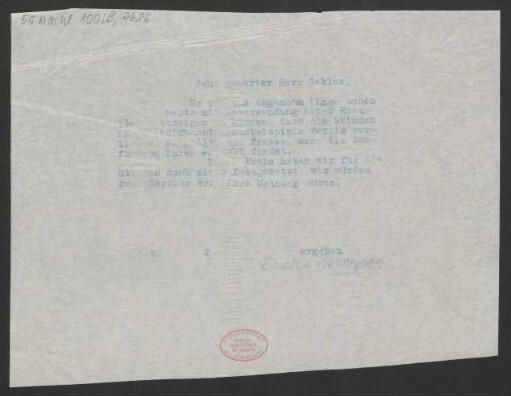 Brief an Bernhard Sekles : 04.05.1912
