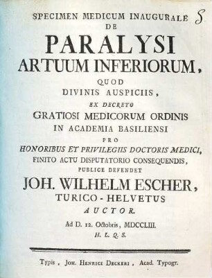 Specimen medicum inaugurale de paralysi artuum inferiorum
