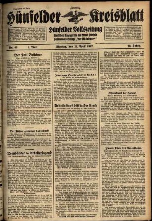 Erste Ausgabe vom Montag, den 12. April 1937.