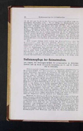 Volkstumspflege der Heimatmuseen.