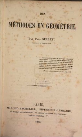 Des méthodes en géométrie