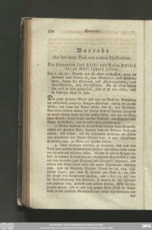 Vorrede über das vierte Buch vom wahren Christenthum.