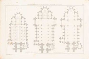 Nikolai-Kirche, Hamburg: 3 Grundrisse (aus: Allgem. Bauzeitung 1848, Bl. 177)