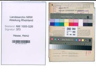 Entnazifizierung Heinz Hesse , geb. 05.05.1883 (Steuerhelfer)
