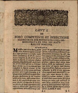 Dispvtatio Inavgvralis Ivridica, De Foro Competente Et Svbiectione Clericorvm Svb Potestate Civili