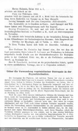 Ueber die Verwendung vegetabilischer Surrogate in der Papierfabrikation