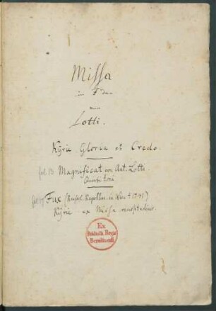 Messen; Coro, bc; F-Dur