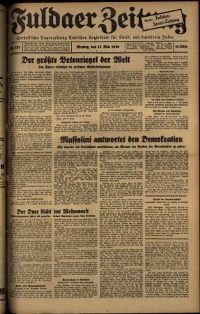 Ausgabe vom Montag, den 15. Mai 1939.