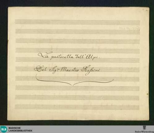La Pastorella dell'Alpi - Don Mus.Ms. 2580 : V, pf; B|b