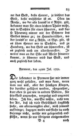 Pyrmont, den 15ten Jul. 1782.