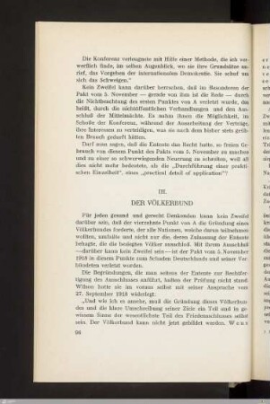 III. Der Völkerbund