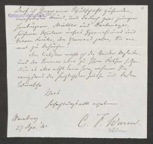 Brief an Jacob Grimm : 27.04.1841-12.06.1852