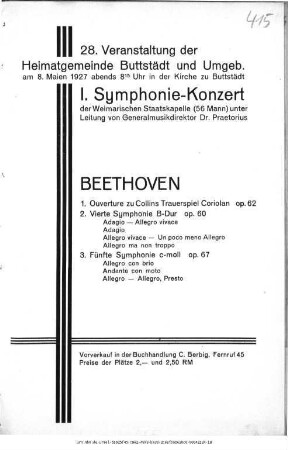 Buttstädt [...] I. Symphonie-Konzert