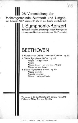 Buttstädt [...] I. Symphonie-Konzert