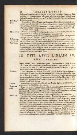 In Titi Livii Librum IX. Annotationes.