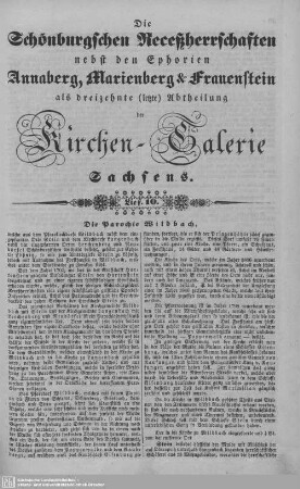 Die Parochie Wildbach, Langenbach, Crandorf, Die Parochie Crottendorf, Scheibenberg : 10. Lieferung