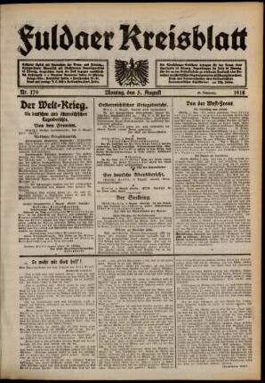 Ausgabe vom Montag, den 05. August 1918.