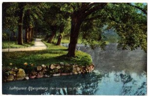 Postkarte Luftkurort Rheinsberg, der Seesteg im Park, 1914