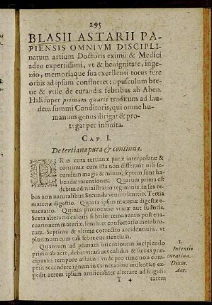 Blasii Astarii Papiensis Omnium Disciplinarum artium Doctris eximii [...]