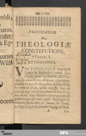 Prooemium De Theologiae Constitutione.