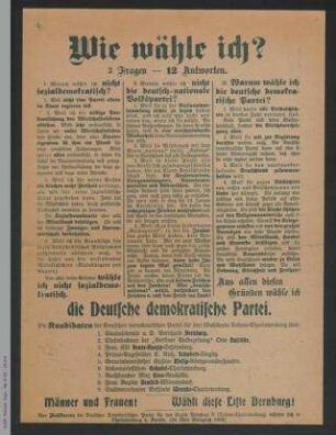 Deutsche Demokratische Partei - Wie wähle ich?