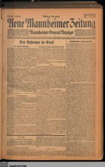 Neue Mannheimer Zeitung : NMZ : Mannheimer Neues Tageblatt, Mittag-Ausgabe