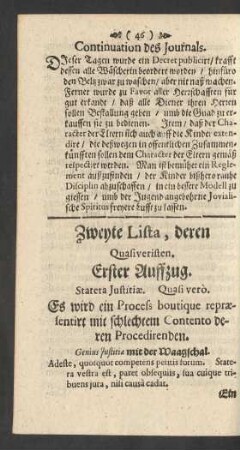 Zweyte Lista, deren Quasiveristen.