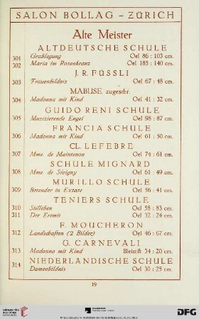 Alte Meister (Nr. 301-314)