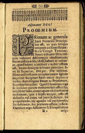 Adjuvante Deo! Prooemium.