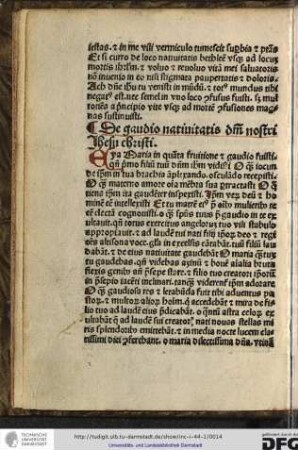 De gaudio nativitatis domini nostri Jhesu Christi.