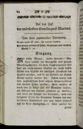 Auf das Fest der unbefleckten Empfängniß Mariens.