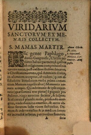 Viridarii Sanctorvm Pars ... : Aula Sancta ; S. Joann. Climaci liber ad pastorem ; syntagma de statu morientium, cum duabus odis ; recognita paßimq[ue] aucta, 1. Ex menaeis Graecorum lecta et translata