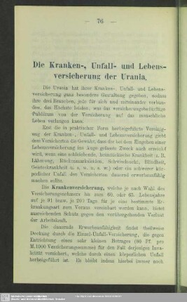 Die Kranken-, Unfall- und Lebensversicherung der Urania